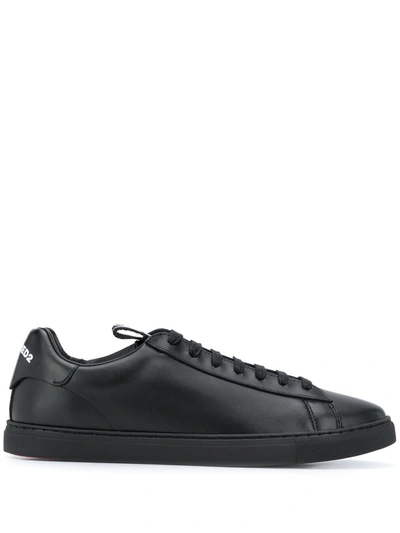 Shop Dsquared2 Leather Sneakers In Black