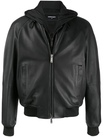 Shop Dsquared2 Sheepskin Hooded Jacket In Black