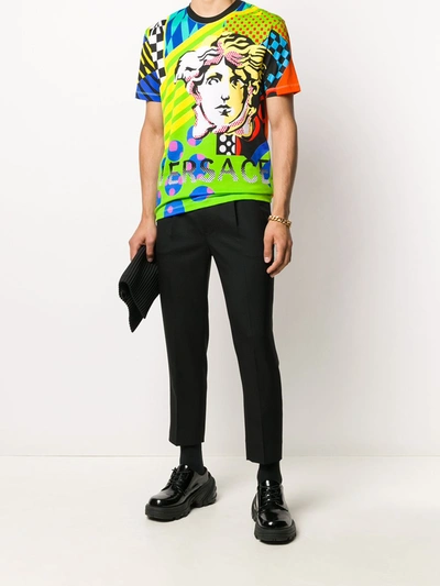 Shop Versace Cotton T-shirt In Multicolor