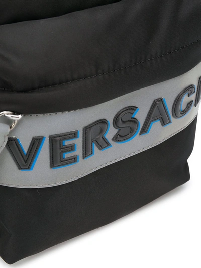 Shop Versace Logo Shoulder Bag In Black