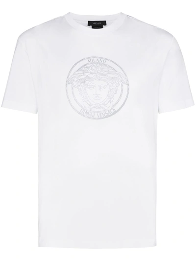 Shop Versace Cotton Medusa Print T-shirt In White