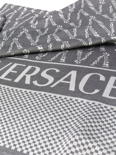 Shop Versace Silk Scarf In Black