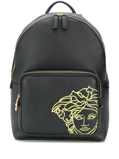 Shop Versace Leather Backpacks In Black