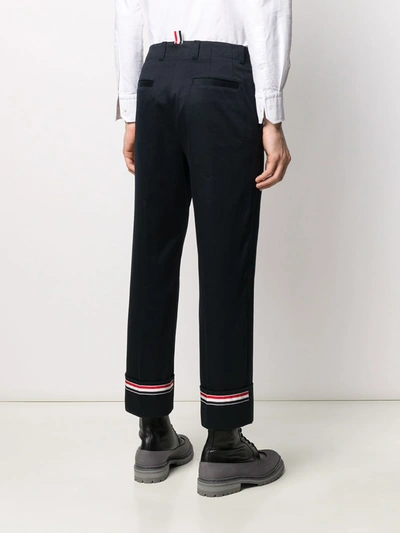 Shop Thom Browne Cotton Trousers In Blue