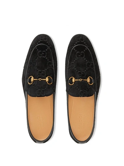 Shop Gucci Gg Velvet Loafers In Black
