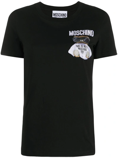 Shop Moschino T-shirt In Jersey Teddy Embroidery In Black