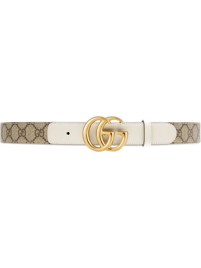 Shop Gucci Gg Supreme Leather Belt In White