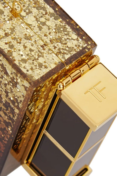 Shop Tom Ford Lipstick Glitter-finished Plexiglas® Clutch In Gold