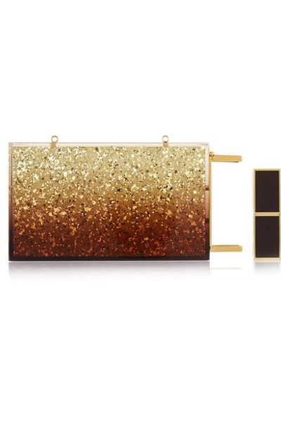 Shop Tom Ford Lipstick Glitter-finished Plexiglas® Clutch In Gold
