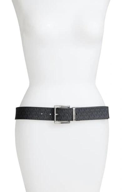 Shop Michael Michael Kors Reversible Logo Belt In Black