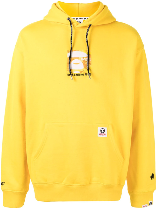 pe By A Bathing Ape Logo Print Hoodie In Yellow Modesens