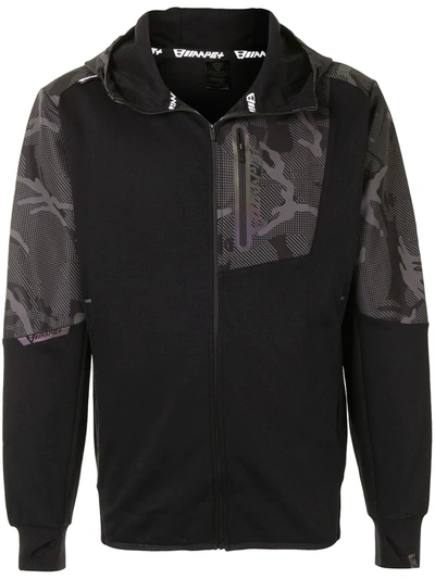 Shop Aape By A Bathing Ape Camouflage-panel Zip-up Jacket In Black