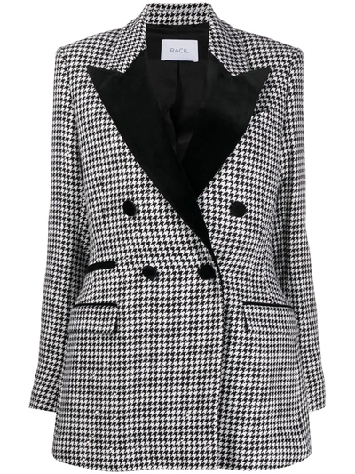 Shop Racil Double-breasted Houndstooth Jacket In White