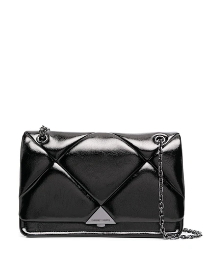 Shop Emporio Armani Diamond-quilted Cross-body Bag In Black