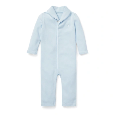 Shop Ralph Lauren French-rib Cotton Coverall In Beryl Blue