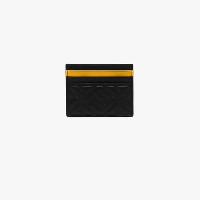 Shop Fendi Black Embossed Logo Leather Cardholder