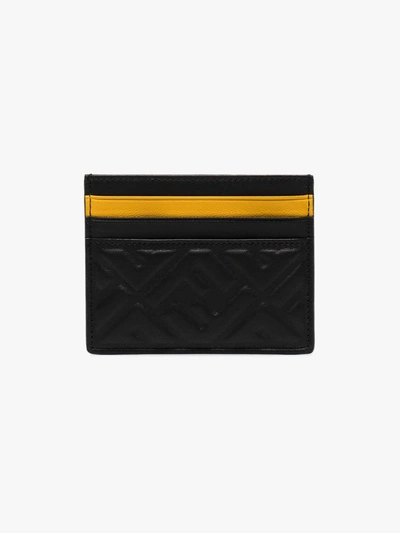 Shop Fendi Black Embossed Logo Leather Cardholder