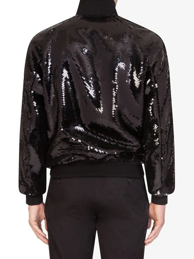 Shop Dolce & Gabbana Sequin Bomber Jacket In Black