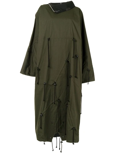 Shop Yohji Yamamoto Reversible Poncho Coat In Green