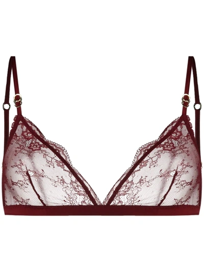 Shop Stella Mccartney Anna Blooming Lace Bra In Red