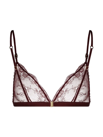 Shop Stella Mccartney Anna Blooming Lace Bra In Red