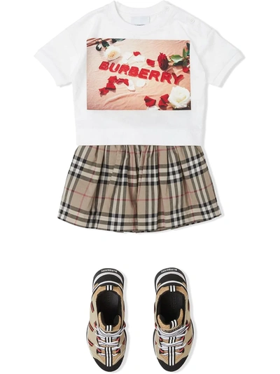 Shop Burberry Confectionery-print Cotton T-shirt In White