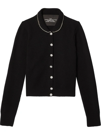 Shop Marc Jacobs The Jewelled Button Cardigan In Black