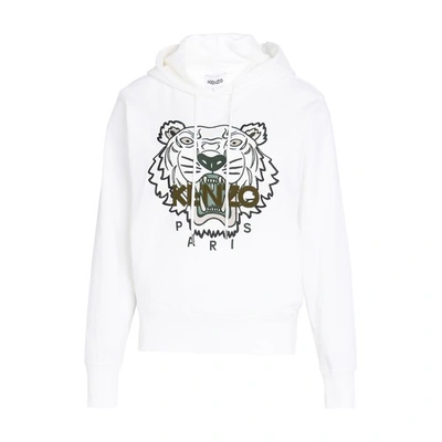 Shop Kenzo Tiger Hoodie In Blanc