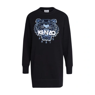 Shop Kenzo Tiger Sweatshirt Dress In Noir