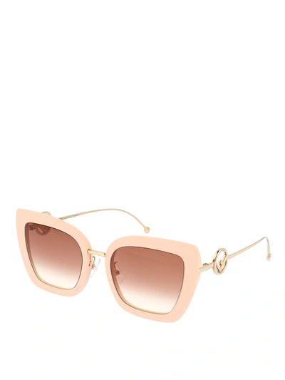 Shop Fendi Cat-eye Sunglasses In Nude & Neutrals