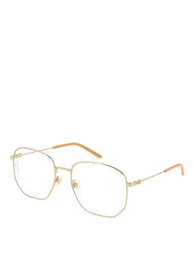 Shop Gucci Hexagonal Eyeglasses In Gold