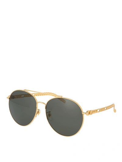 Shop Gucci Double-bridge Sunglasses In Gold