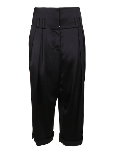 Shop Balmain Satin Trousers In Black