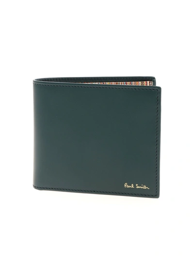 Shop Paul Smith Golden Logo Wallet In Blue-green