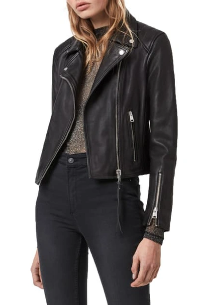 Shop Allsaints Neve Quilted Leather Biker Jacket In Black