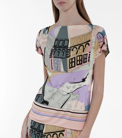 Shop Emilio Pucci Printed Jersey Top In Pink