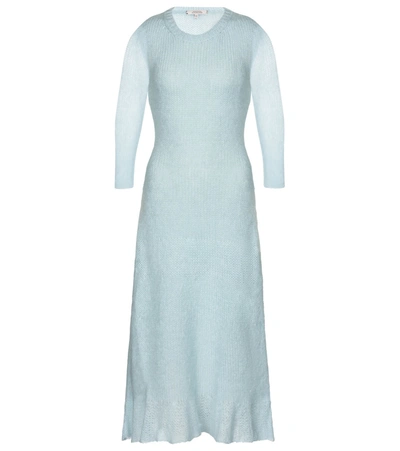 Shop Dorothee Schumacher Airy Attitude Mohair-blend Midi Dress In Blue