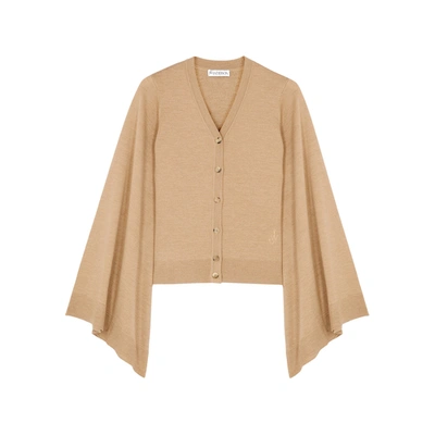 Shop Jw Anderson Camel Merino Wool Cardigan In Brown