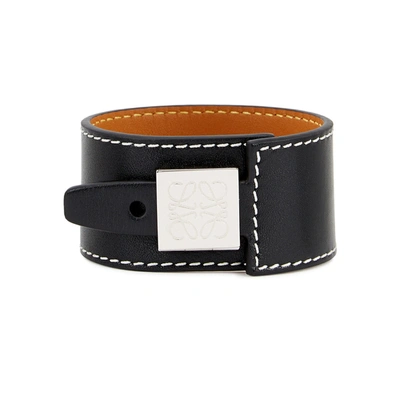 Shop Loewe Black Leather Bracelet