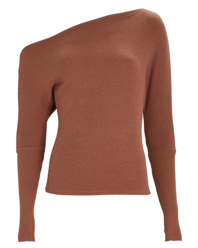 Shop Enza Costa Slouch Rib Knit Top In Brown