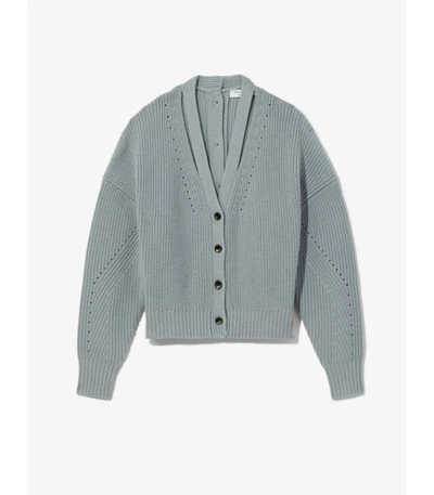 Shop Proenza Schouler White Label Button Back Merino Rib Cardigan In 00210 Steel Blue