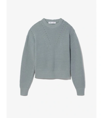 Shop Proenza Schouler White Label Slit Back Merino Knit Sweater In 00210 Steel Blue
