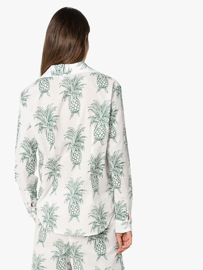 Shop Desmond & Dempsey Howie Pineapple-print Cotton Pyjama Set In White