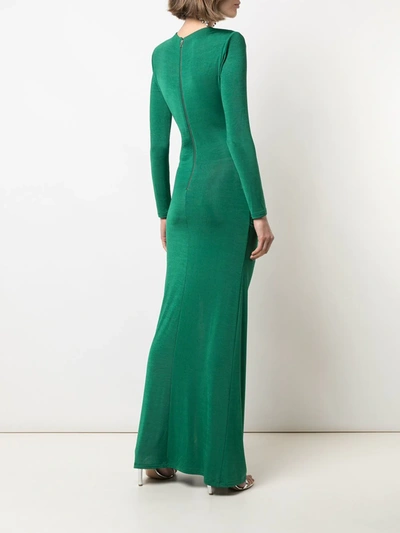 Shop Alice And Olivia Kyra Draped V-neck Gown In Green