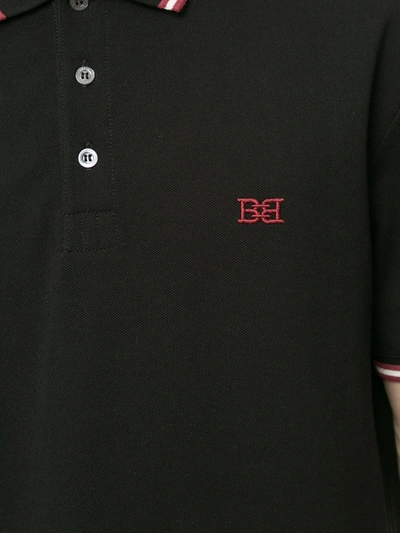 Shop Bally Signature-stripe Polo Shirt In Black