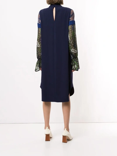 Shop Mame Kurogouchi Stained Glass Sleeve Dress In Blue