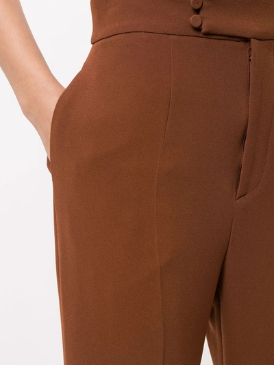 Shop Mame Kurogouchi High-waisted Center Creased Trousers In Brown