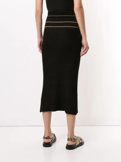 Shop Mame Kurogouchi Ribbed Knit Skirt In Black