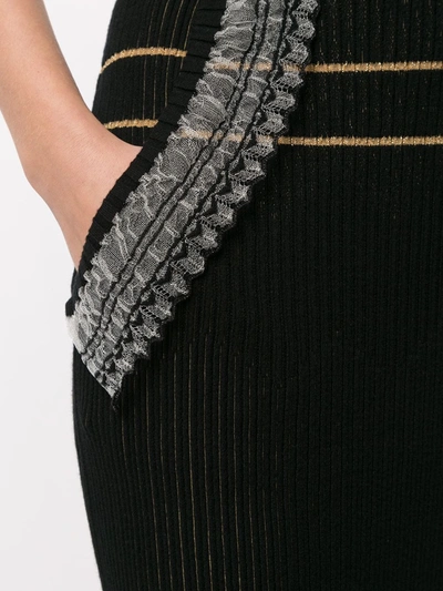 Shop Mame Kurogouchi Ribbed Knit Skirt In Black