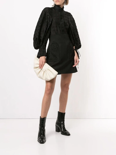 Shop Mame Kurogouchi High-neck Balloon Sleeve Blouse In Black